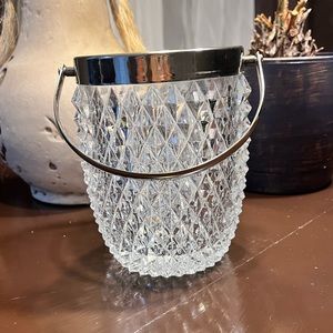 Vintage Mid Century Modern Diamond Point Glass Ice Bucket